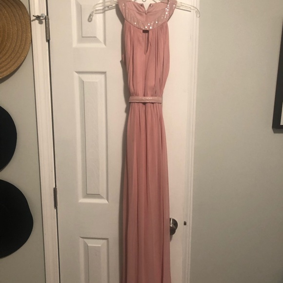 Pink Gown with sequin neck and keyhole detail - Picture 1 of 4